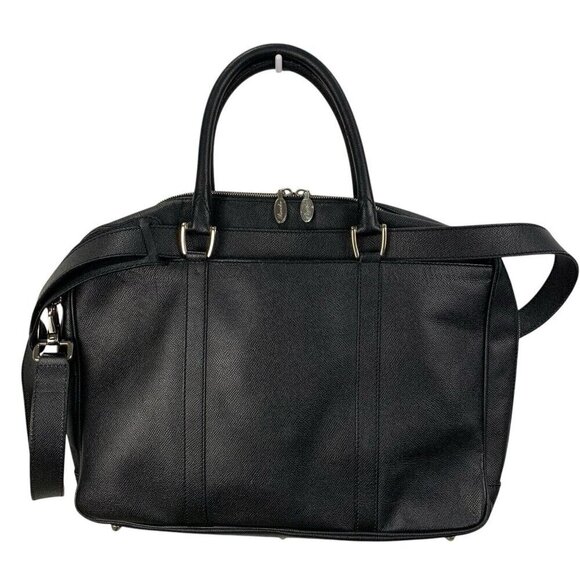 Pineider Black Leather City Chic 2-Handle Large Satchel Bag Briefcase *flaw* - Picture 2 of 16